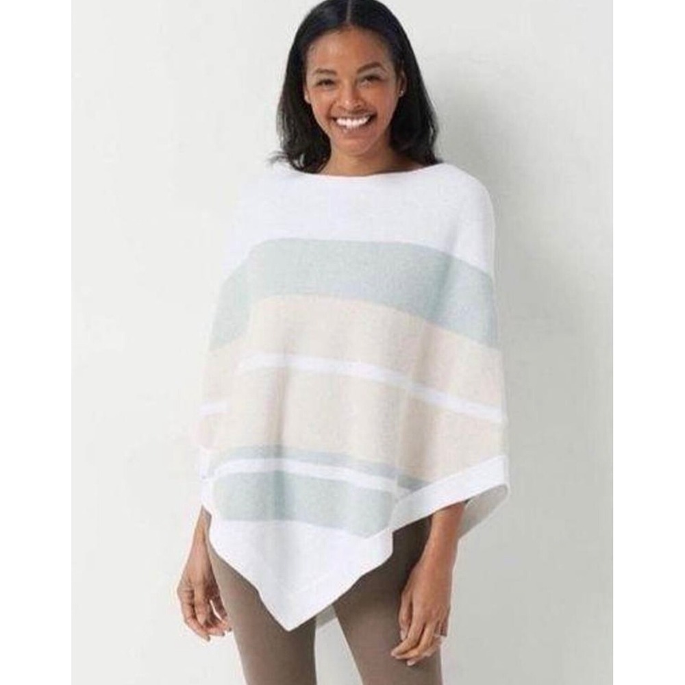 Barefoot Dreams Women One Size Pink Multi Cozy Chic Lite Poncho Sweater Top NWT